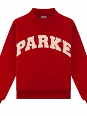Parke Red Crewneck Sweatshirt with Cream Arch Logo
